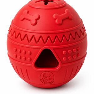 Treat Dispensing Dog Toy Interactive Puzzle Feeder Durable Rubber Slow Feeding Red