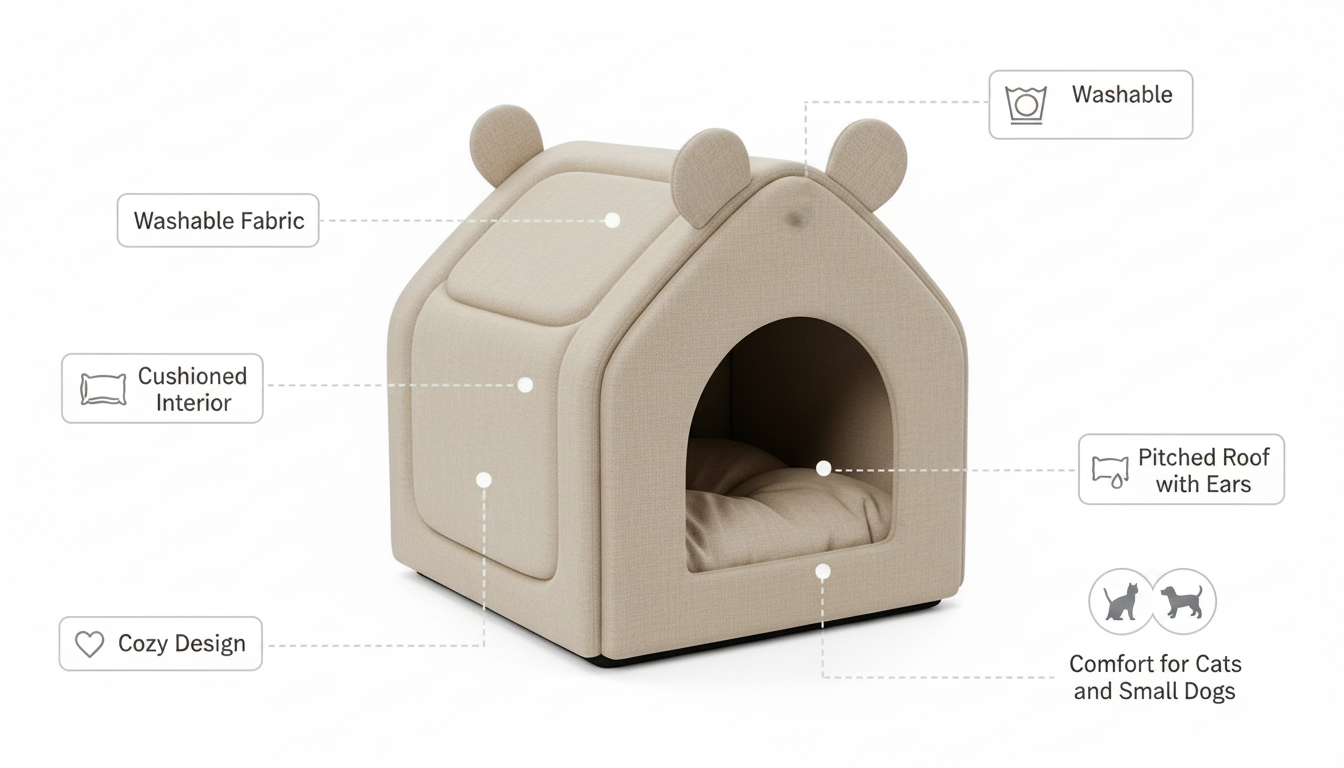 Premium Indoor Pet House Bed – Soft, Washable & Cozy Pet Bed - Image 4