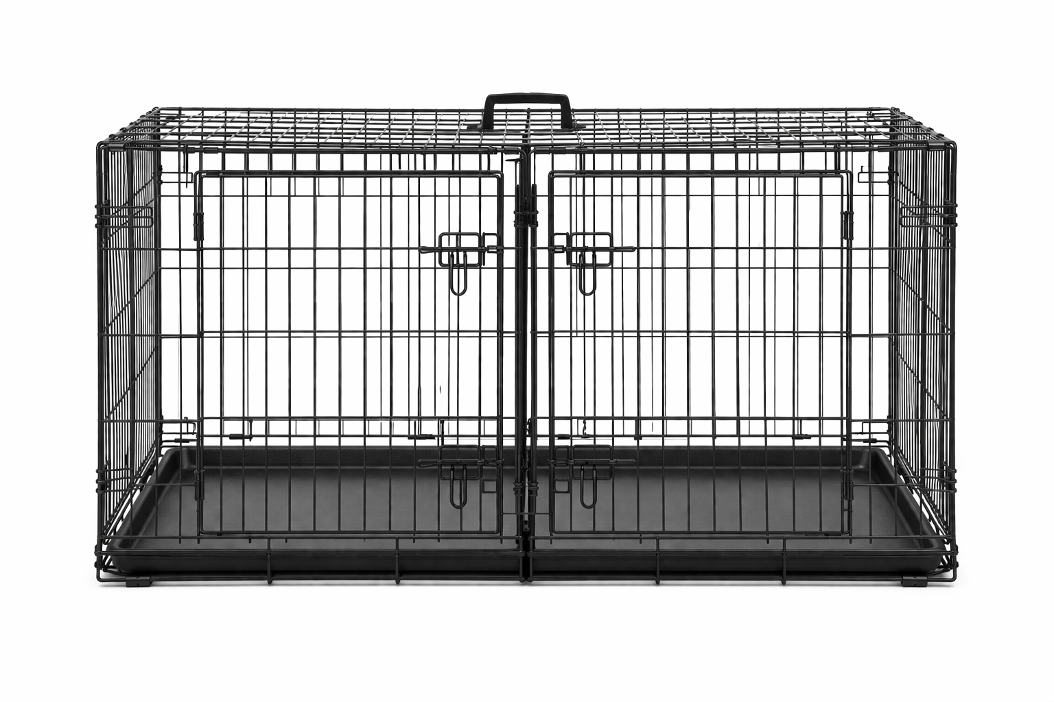 Heavy-Duty Black Wire Dog Crate with Removable Tray - Secure, Foldable Dog Kennel for Indoor & Travel Use - Image 4