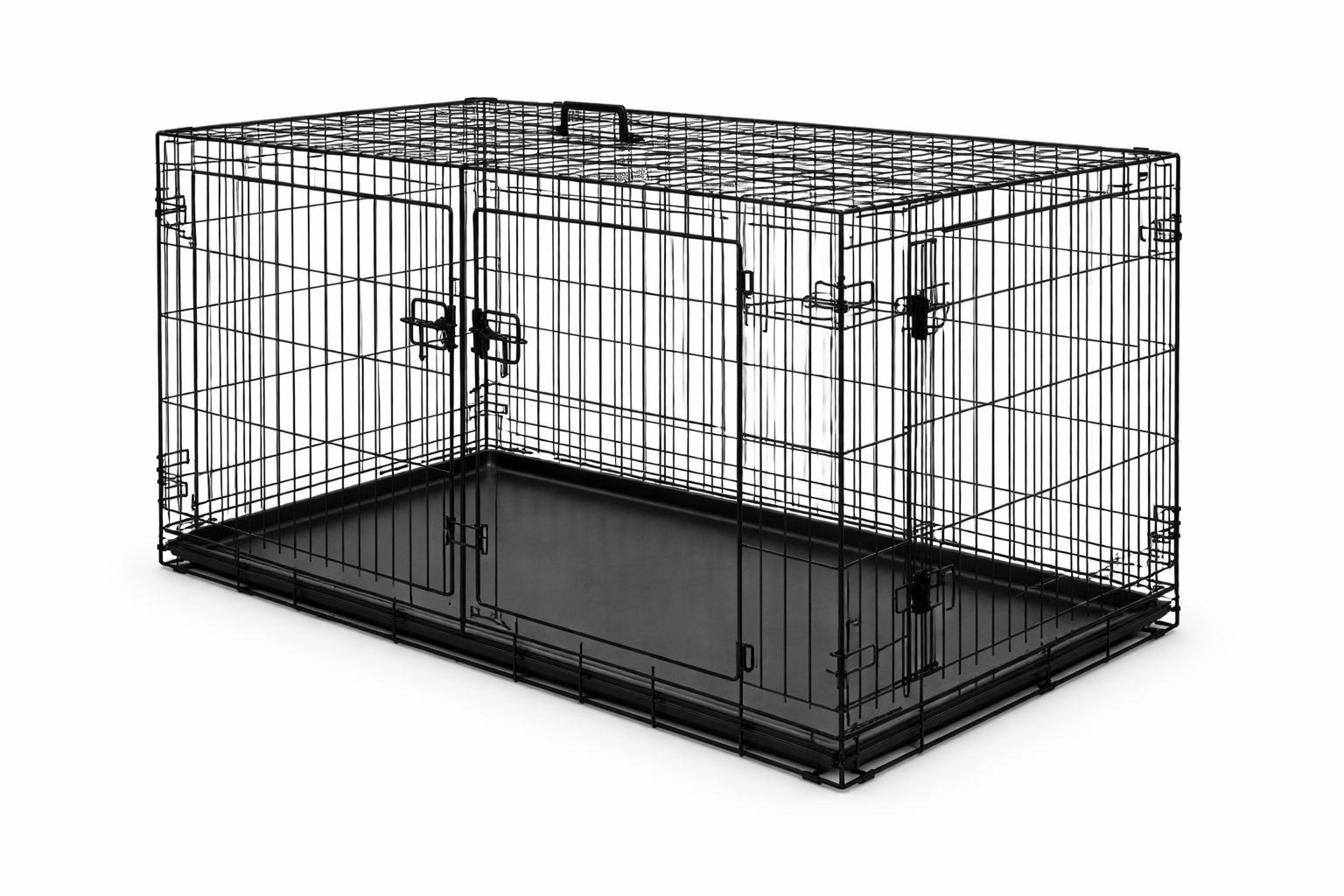 Heavy-Duty Black Wire Dog Crate with Removable Tray - Secure, Foldable Dog Kennel for Indoor & Travel Use - Image 3