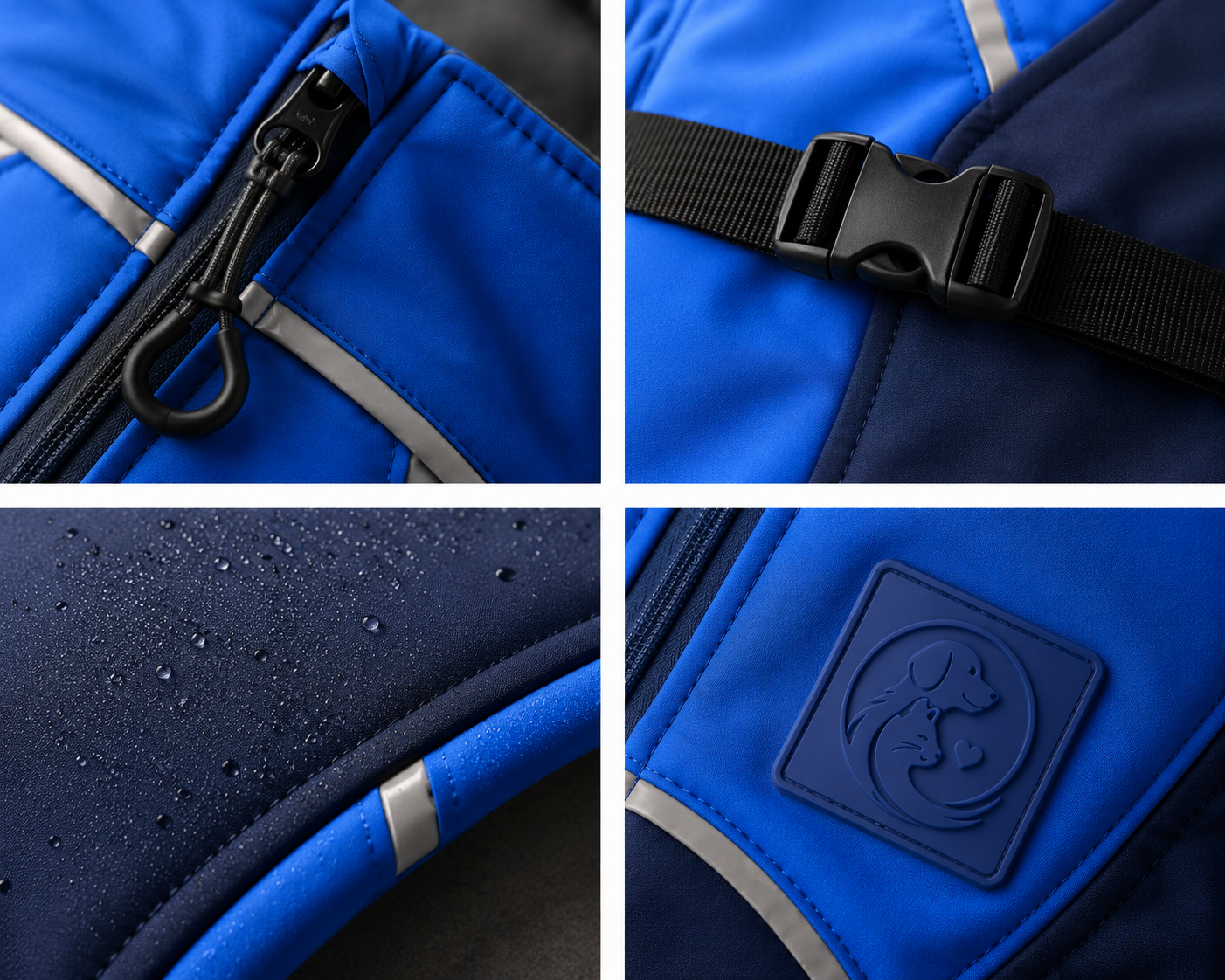 Waterproof Dog Jacket Reflective Lightweight Rain Coat Adjustable Medium Blue - Image 2