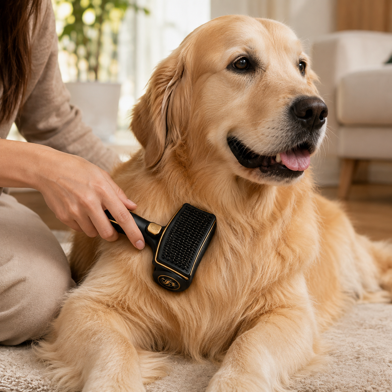 Self-Cleaning Slicker Brush with Curved Pin Pad - Image 5