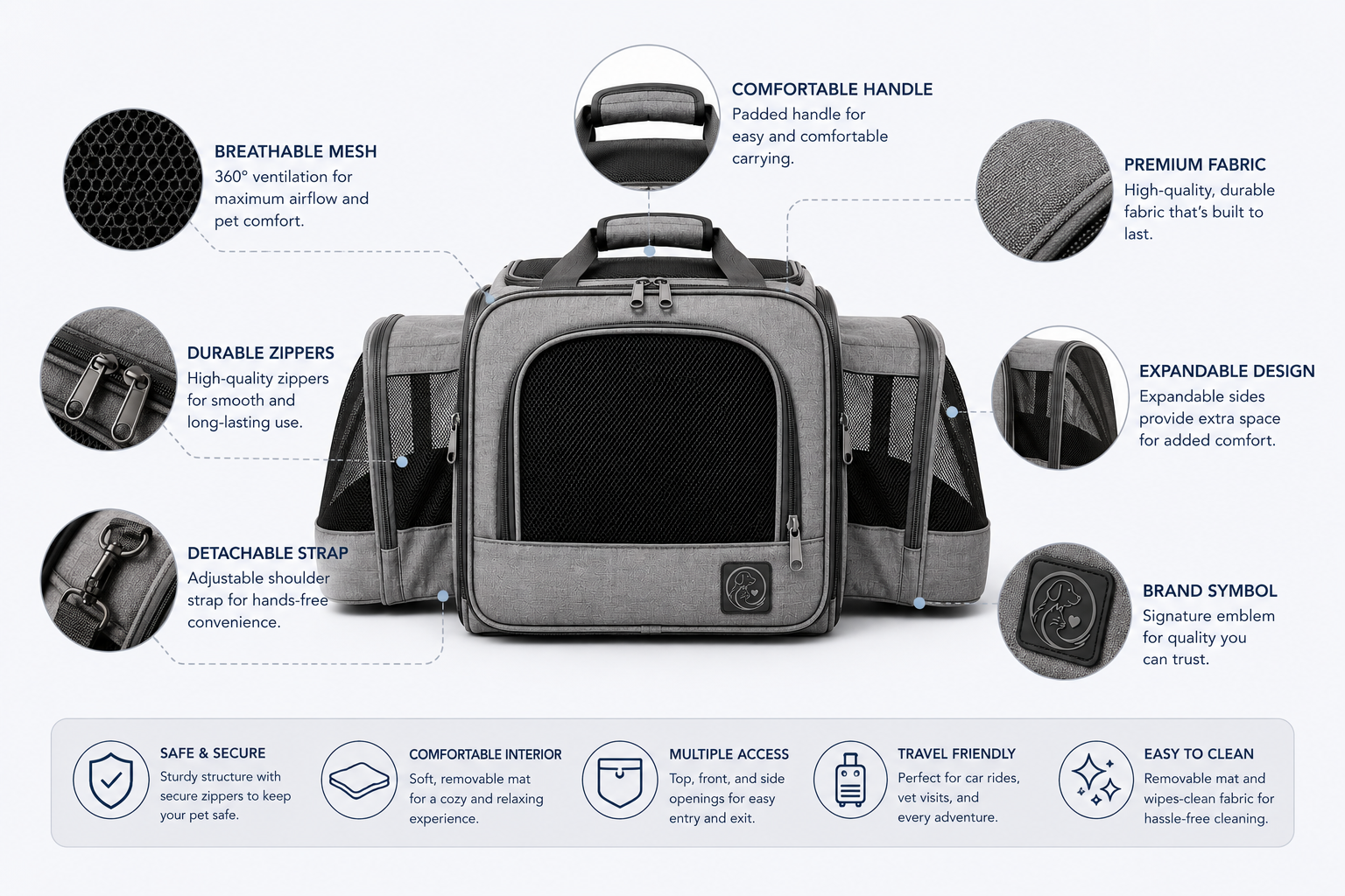 Premium Expandable Pet Travel Carrier – Airline Approved, Soft-Sided & Foldable - Image 5