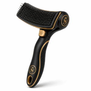 Self-Cleaning Slicker Brush with Curved Pin Pad