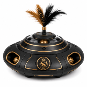 Interactive UFO Cat Toy with Feather Teaser & Ball