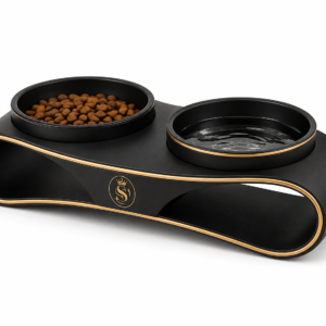 Double Pet Feeding Station with Food & Water Bowls